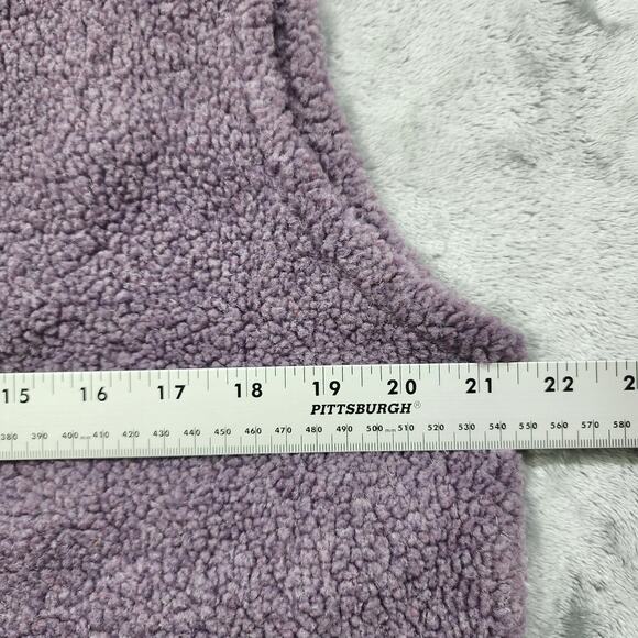 Vintage Pashi Vest Womens M Purple Sherpa Fleece Furry Button Front Sleeveless - Picture 6 of 8